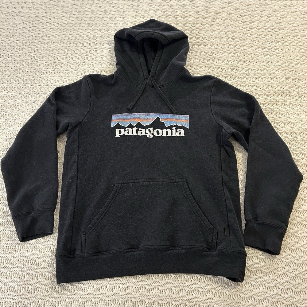 Patagonia Uprisal Hoody Mens Black Hooded Sweatshirt Small Recycled Poly/Cotton